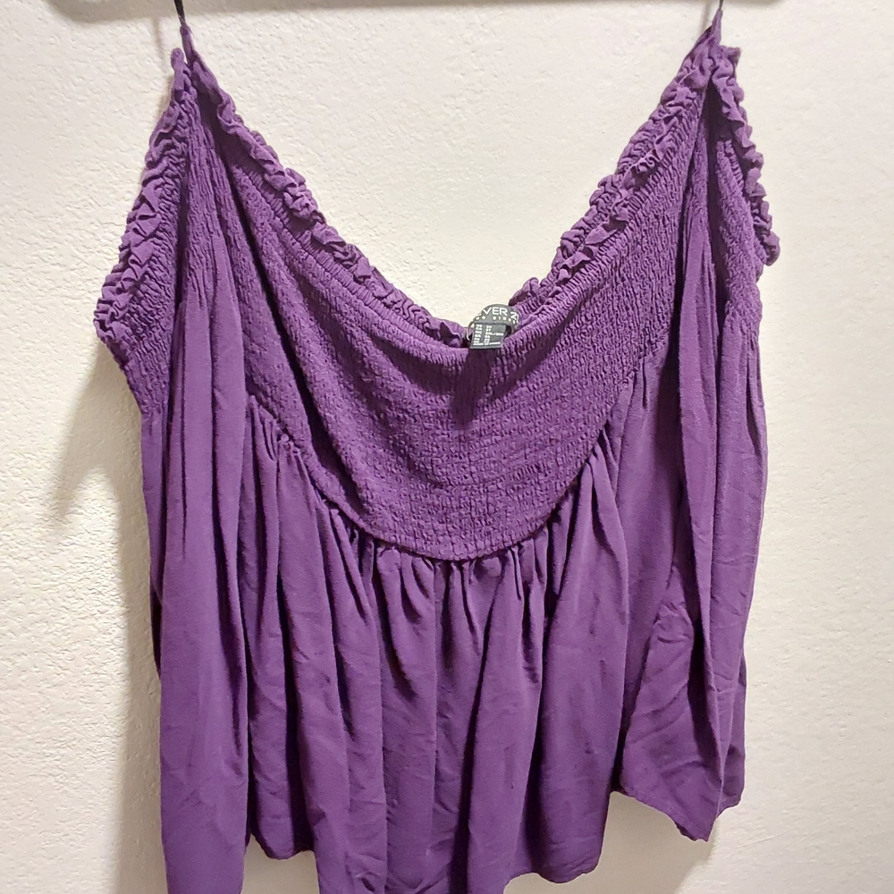 Forever 21 Purple Relaxed Smocked Blouse